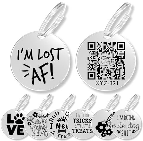 PawFurEver QR Code Pet ID Tag, gravierte Hundemarke mit individuellem Online-Profil, kostenlose Online-Haustierseite (Lost AF, 1 Stück), (PFE-PrimeQR-Parent)