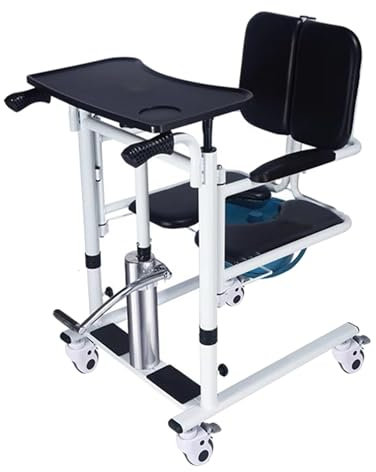 YYUINU Elevador De Pacientes Hidráulico para Silla De Ruedas con Asiento Dividido De 180 °,5 In 1 para Ancianos Silla De Ruedas para Ducha Y WC,Mesa De Comedor Desmontable,330LB,A