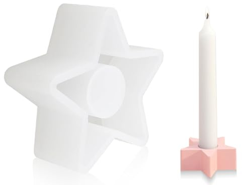 ZoeTekway Silikonform Kerzenhalter,Epoxid Harz DIY Stern Stab Kerzen Gieß Kerzenständer kerzenhalter,für Wohndekoration Kunst Dekoration Zement Kerzenformen(Fünf Sterne)