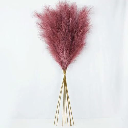 WENTOR Kunstgras, groß, 120/100/85 cm, Blumenstrauß, künstlicher Gras, Dekoration, hohe flauschige Stiele, Wohnzimmerdekoration, 5 Stück