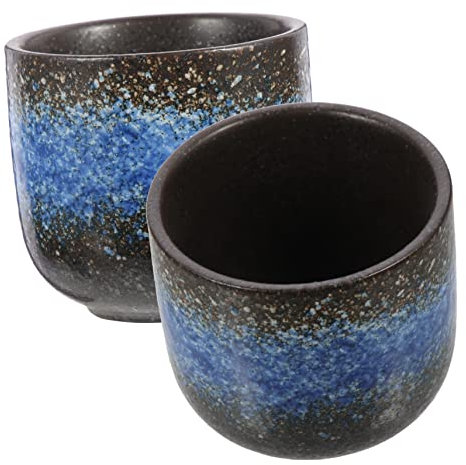 LIFKOME 2pcs Japanese Style Tea Cups Vintage Teacups for Tea Comfortable Grip Temperature Resistant Relaxation Edge Design