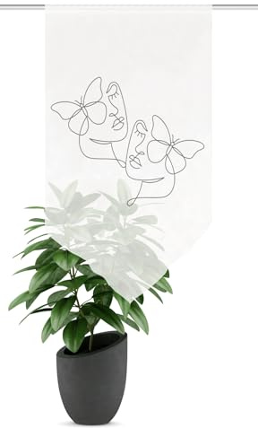 HOME WOHNIDEEN Fensterbehang SYLIA, Schmetterling, Dreiecksabschlus, Farbe:grau, Größe:100 x 60 cm, Anzahl:1x