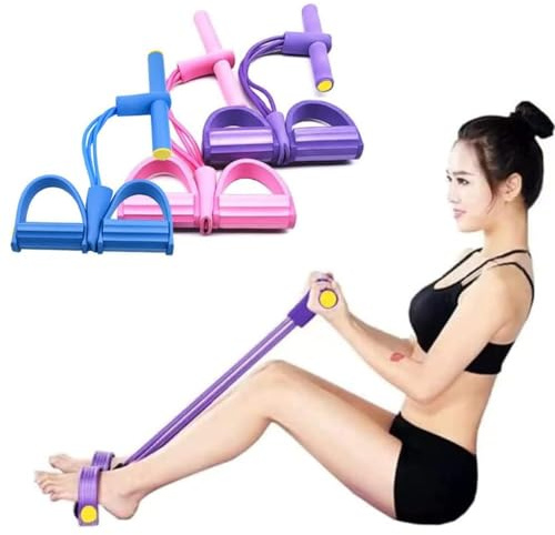 Oaygat Multifunction Resistance Training 4 Tube Elastic Pull Rope Abdominal Exerciser with Foot Pedal Sit Up Strength Trainer for Home Gym Fitness Yoga,Slim,Bodybuilding Workout Bands for Women/Men
