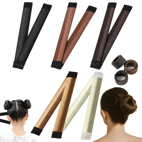 KASESSS 5 Stück Dutt Hilfe Werkzeug, Dutt Maker für Mädchen und Damen, Donut Haarknotenmacher, French Twist Hair Bun Maker, Einfach DIY Haarknoten Werkzeug für Lange und Kurze Haare (5 Farben)