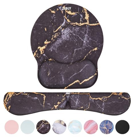 Zibly Keyboard Wrist Rest and Mouse mat Wrist Support, Comfortable Memory Foam Mouse pad Wrist Support Cushion with Anti-Slip Grip for Office Computer Laptop Working Gaming (Combo Black Marble)