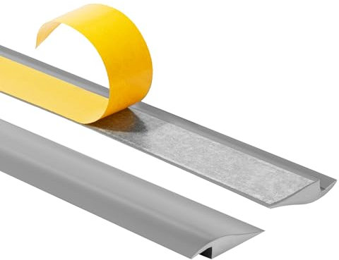 Quest Perfil de Transición Autoadhesivo de PVC, Regleta de Transición para Compensación de Altura - 50 mm x 7 mm - 2 Metros - Perfil de Acabado, de Adaptación para Desnivel (Gris)