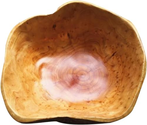 MIATTCLD Obstschale aus Nussbaumholz für Obst Salate und Dekor, Natur Holzschale Servierschale Obst Servierschüssel Handarbeit unregelmäßige Dekoschale (30-34cm)