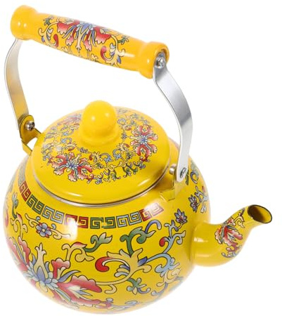 Thick Enamel Water Kettle 2.2l Yellow for Home Travel