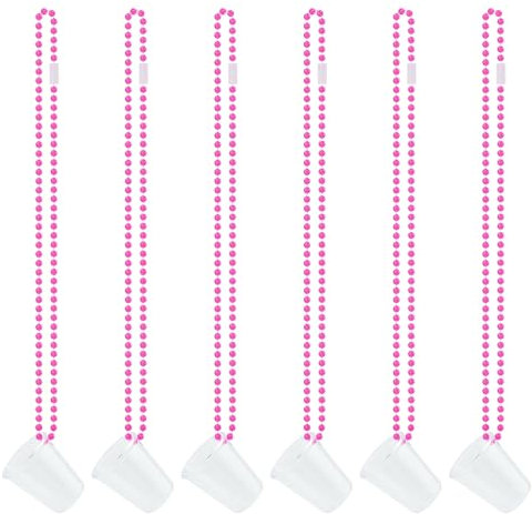 Bekecidi 6 Pcs Shot Glasses with Necklaces, Hen Party Mini Plastic Cups with Necklace on Beaded Reusable Cute Cups for Bachelorette Decorations Theme Party Supplies (Transparent)