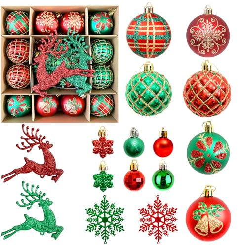 Zecnaud Mini Weihnachtskugeln, 2024 Neu Weihnachtskugeln Plastik, Weihnachtskugeln Klein mit Lanyard, Weihnachtsbaum Deko, Weihnachtskugeln Kunststoff, für Weihnachtsdeko Innen Aussen (B-40pcs)