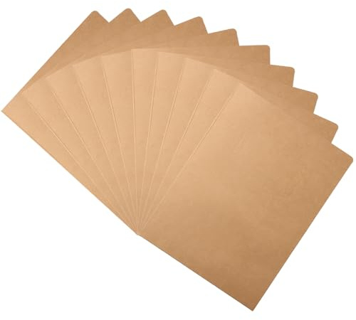 Lot de 10 Chemise Cartonnée avec Rabat à Deux Pochettes,Dossier Carton A4 Pochette de Classement en Papier Kraft,Pochette de Fichier Rapport,Chemise de Presentation pour Scolaire Bureau (Brun)