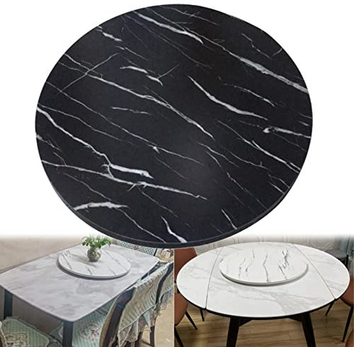 Mesa de comedor grande giratoria de 360°, 50 x 100 cm, plato giratorio de madera resistente, color negro, 100 cm