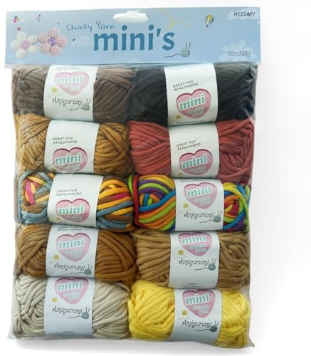 Häkelgarn für Anfänger 10x25g Dickes Baumwolle Wolle zum Häkeln Mini Schlauchgarn Häkelwolle Crochet Yarn Baumwoll-Nylon-Mischgarn Amigurumi-Projekte