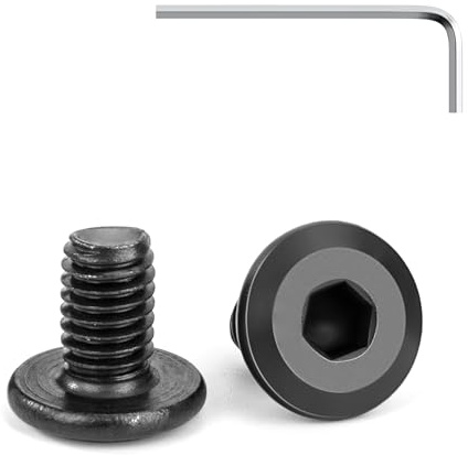 Tunejoy Flachkopfschrauben Schwarz M6 x 10 mm Flachkopf Schrauben Edelstahl A2 V2A Möbelschrauben Innensechskant Vollgewinde mit Inbusschlüssel 20 Stück