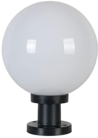 XINYASEE LED Kugel Außenleuchte, IP44 Wasserdicht, Weiß Acryl Kugel, Schwarz Metall Sockel, Gartenleuchte für Terrasse, Hof, Eingang, E27 Fassung, Modernes Design (groß)