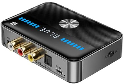 eyYvxmep Trasmettitore Ricevitore Bluetooth 5.3 Adattatore Audio Ottico Digitale-Analogico Aux Coassiale da 3,5 mm Convertitore NFC HiFi