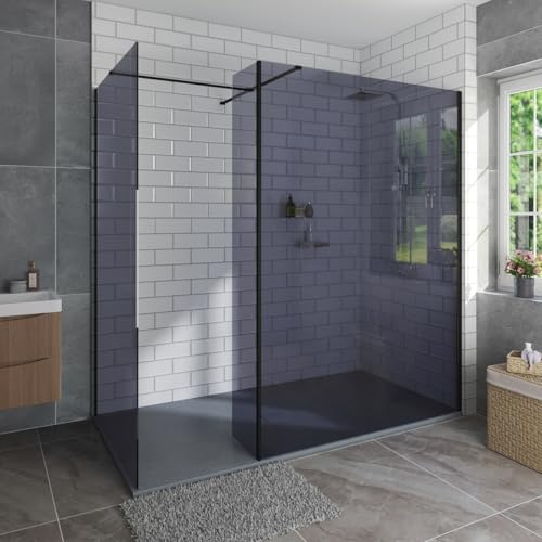 Aquariss 1600x800mm Grey Walk in Shower Screens and Return Panel Tray