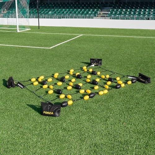 FORZA Bodenmatrix Torwart-Ballabweiser | Unvorhersehbares Reflextraining für Torhüter – inklusive Tragetasche und U-Heringen [Gewichte optional]