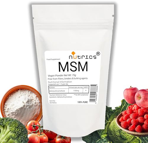 Nutrics® MSM Methylsulfonylmethane Sulfur Supplement 75g Vegan Powder - Free from fillers, Binders & Bulking Agents