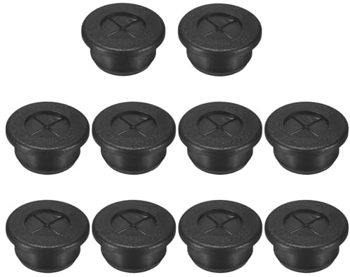 M METERXITY 10-Pack Rubber Grommets for Wiring 20mm Desk Grommet Black | Double-Sided Flexible Cable Cord Cover, Desk Hole Protection for Cables, Wires
