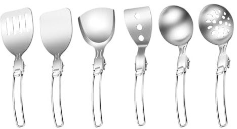 Stainless Steel Outdoor Cooking Foldable Utensils Set For Camping Picnics And Backpacking Space Saving Cookware Stainless Steel Camping Cookware Cooking Accessories Hiking Kitchen Tool Travel Camp