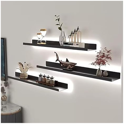 LED Floating Shelves - Illuminated Wall-Mounted Display Shelves, Creative Picture Ledge Bookshelf for Home Decor, Light-Up Floating Wall Shelves for Living Room & Bedroom