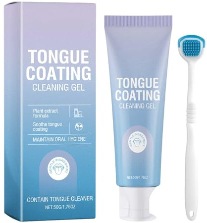 Gel nettoyant pour la langue avec brosse à langue - Kit de soin buccal pour une haleine fraîche - Kit de gel gratte-langue pour éliminer en douceur les dépôts de langue et la mauvaise haleine (1)