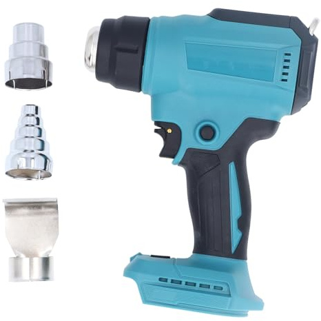 Pistola de calor de Gearwell, pistola de aire caliente inalámbrico recargable, pantalla digital de soplador de calor portátil con 3 boquillas ajustables