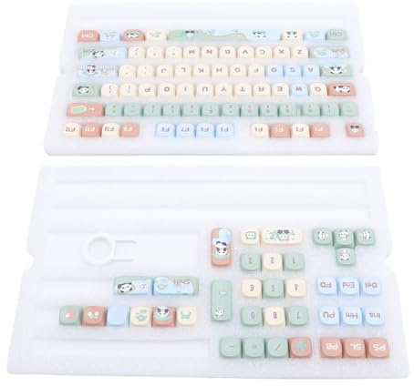 Jiawu Ensemble de Capuchons de Touches en PBT Panda Mignon, 112 Touches, Hauteur MCA, Conception Ergonomique, Remplacement pour Claviers Mécaniques
