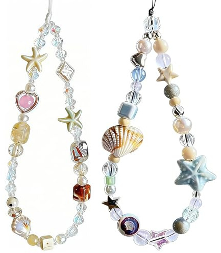 Muorruo 2 Pieces Mobile Phone Charm Strap, Universal for iPhone, Camera Lanyard, Beaded Chain, Cute Accessory, Universal for iPhone 17 Pro Max, Mobile Bag, Key Ring