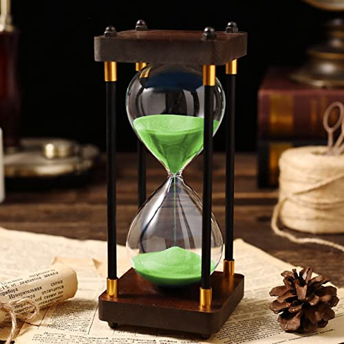 Sablier, Minuterie 30/60 minutes, sablier, support métallique, de sécurité for enfants, classique polyvalent, accessoires bureau et maison, 19 x 8,5(Green,60 minutes (24 * 9.5cm))