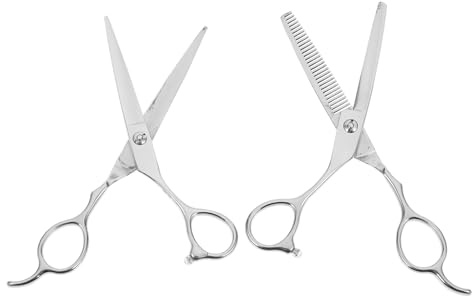 Mipcase 2 Stück Linkshänder Haarschneide Edelstahl Haarschere 6 Zoll Silber mit Effilierschere Ergonomisch für Friseursalon und Barbershop
