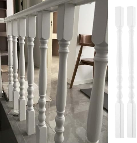 Balustrades d'escalier en Bois, poteaux de Balustrade d'escalier intérieurs Blancs pour Grenier/Couloir/terrasse, Colonne de Rampe d'escalier avec vis (Taille : 2 pièces)