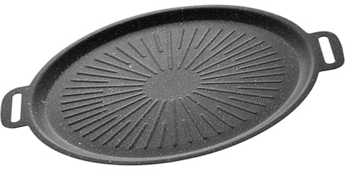 Generico Padella per Grigliare Carne e Verdure 30 Cm in Ferro Antiaderente per Barbecue da Esterno, Teglia Multiuso per Feste, Campeggio e Cucina All’aperto