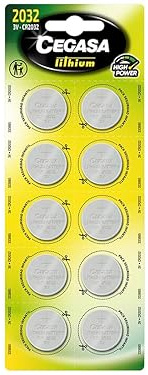 CEGASA CR2032, 3V, pack, 10 batterier, litiumknapp