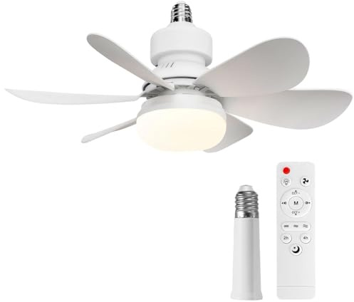 OOWOLF 20.5 Ceiling Fan with Light and Remote Control, 3 Speeds & Color Temperature Adjustment, Timer, Dimmable, Quiet LED Ceiling Fan Light with 1 Extension Rod for Bedroom, Kitchen, Living Room