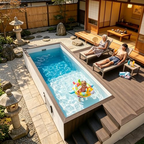 Piscina prefabricada familiar sobre el suelo de fibra de vidrio al aire libre, piscina prefabricada modular para patio trasero, uso residencial comercial