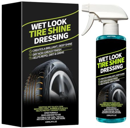 Däckglansspray, djup svart lyster, 120 ml, hjulglansförband, skyddande gummibeläggning, väderbeständig formel, för lastbil, motorcykel, fälg, detaljering, gummitrim