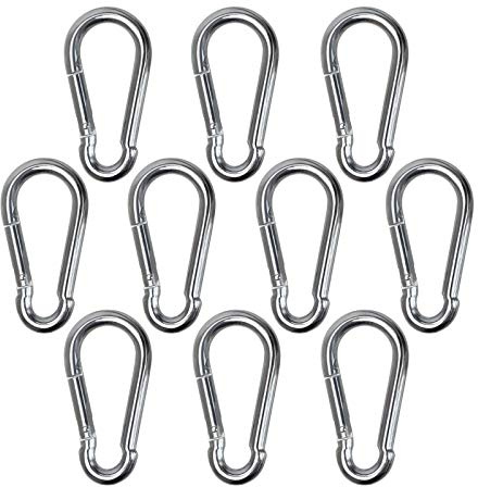 BB Sport 10 Karbinhake 60 x 6 mm Karbinhake Set Belasta Upp Till 120 KG DIN5299 Brandkårens Karbin Stål Galvaniserad Förzinkad Stark