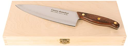 Cuisine Romefort | Scharfes Carbonstahl XC75 Chefmesser 22cm | Messer, Kochmesser mit Holzgriff | Küchenmesser mit 58 Rockwell gehärtet (Carbonstahl XC75)