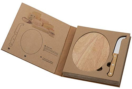 bas Käseplatte | Servierplatte und Messer-Set aus Holz | Servierbrett Ideal zum Servieren von Käse | Käseschneidebrett | Servierplatte aus Holz für Käse und Häppchen
