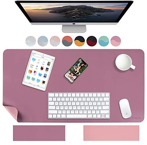 Weelth Multifunktionale Schreibtischunterlage, wasserdicht, aus PU-Leder, doppelseitig, Schreibunterlage für Büro/Zuhause