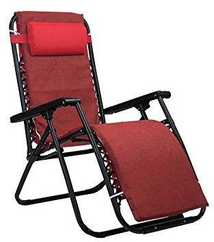 Totò Piccinni Sedia GRAVITY Sdraio da Giardino Poltrona Relax Pieghevole Salvaspazio Reclinabile (Rosso, Con Cuscino Imbottito)