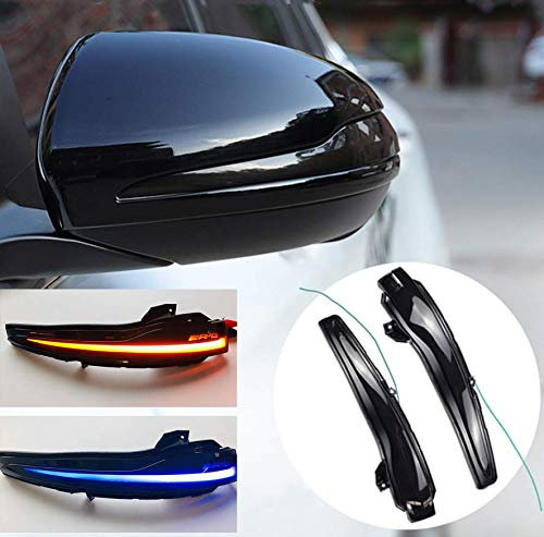 2 Luces LED Dinámicas Piloto Intermitente Pirulo LED que Fluyen en el Lado del Espejo Indicador de Giro Azul + Ámbar para B-E-N-Z W205 W213 W222