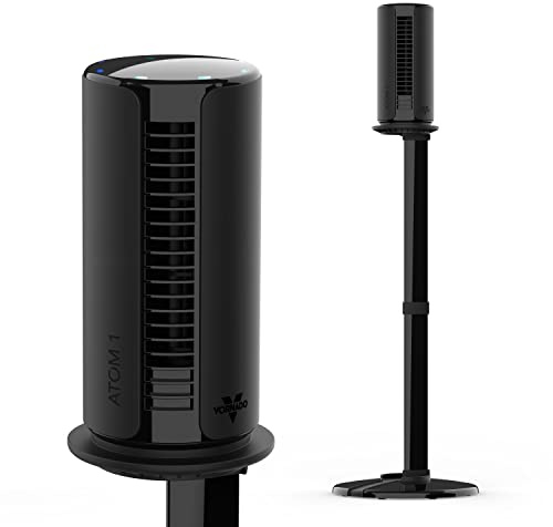 Vornado ATOM 1S Compact Oscillating Tower Fan with Removable Stand, 40 tall, 4 Speeds , Black