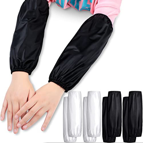 Jecery 4 Pairs Waterproof Sleeves for Arms Reusable Oilproof Oversleeves PVC Farmers Arm Sleeve Cover for Cleaning Cooking