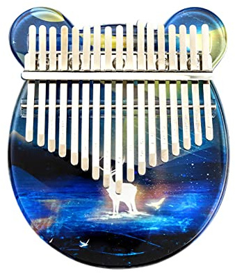 Hearda Kalimba 17 Schlüssel Daumen Klavier, Kalimba Instrument für Anfänger Kinder mit Stimmhammer,Stoffbeutel,Studienführer,Daumenklavier Fingerklavier Musik Geschenk (Blau)