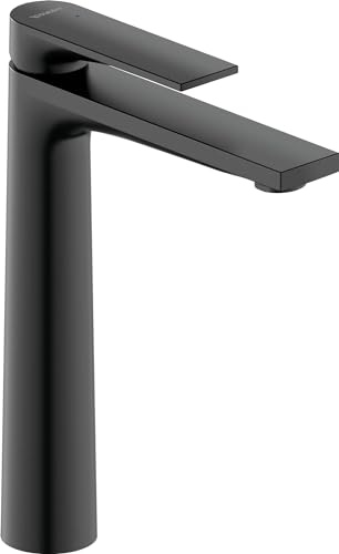Duravit Tulum Waschtischarmatur, Größe XL (Auslauf Höhe 222 mm), Wasserhahn Bad, Waschbecken Armatur, Schwarz Matt