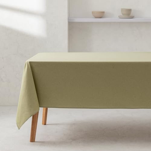 GAMUSI Tischdecke, einfarbig, Bio-Baumwolle, wasserdicht, schmutzabweisend, rechteckig, Grün, 140 x 300 cm