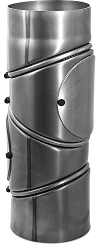 LANZZAS Tuyau de poêle multicoudé - Diamètre 150 mm - Non laqué - Tuyau de fumée 4 fois coudé 0° - 135° avec porte